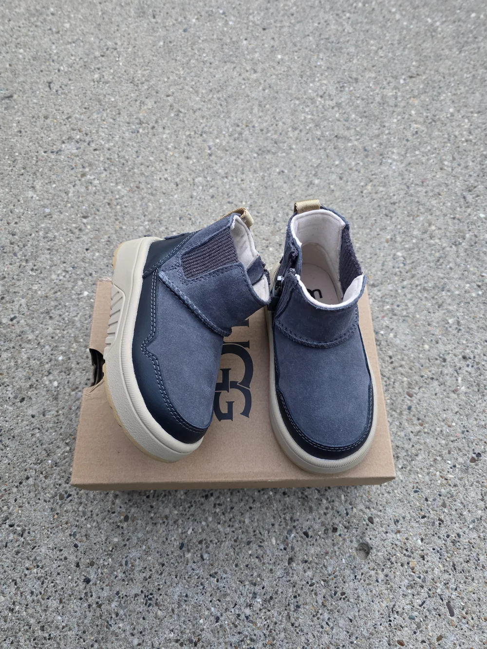 UGG Kids Grey Suede Ankle Boots - Casual Slip-On Toddler Boys 6K
